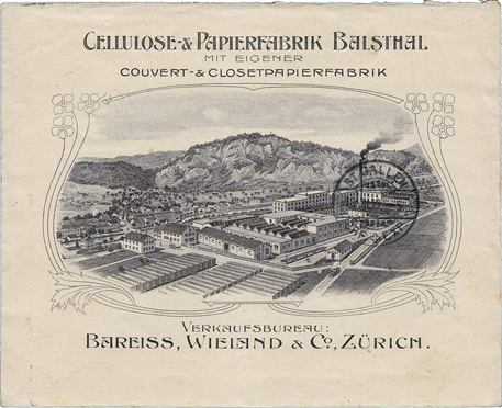 «Papierfabrik Balsthal Briefumschlag Bareiss, Wieland & Co., Zürich»
